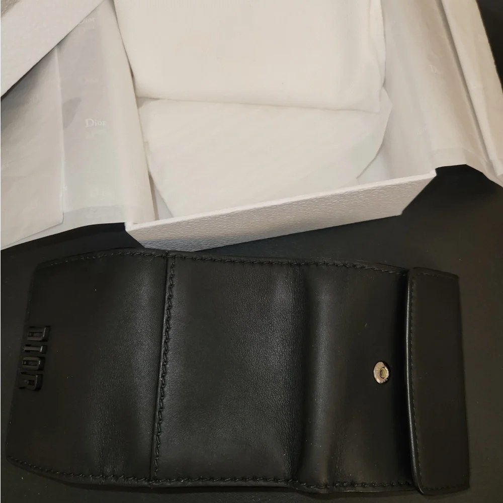 Christian Dior Tri Fold wallet, Matte Black